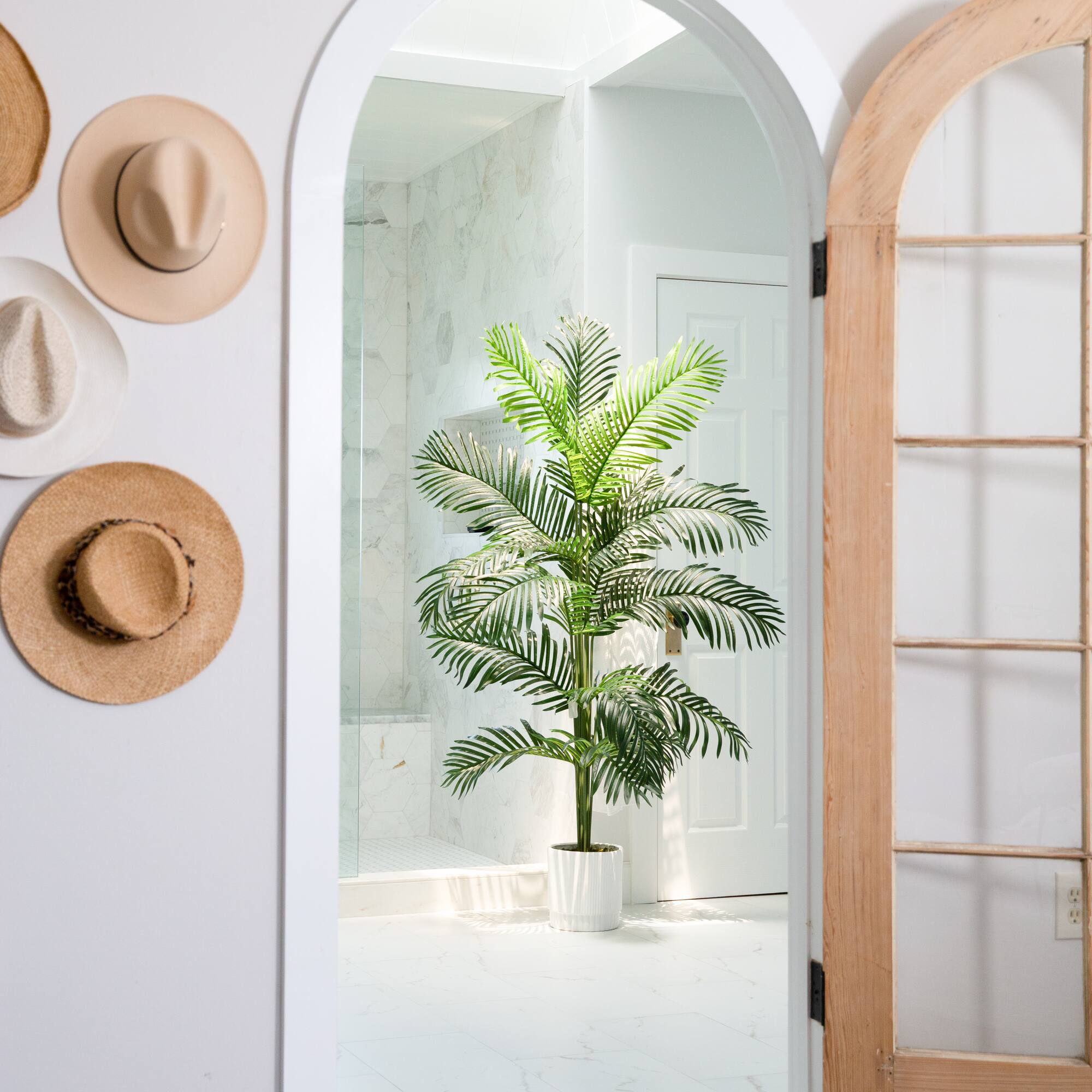 6ft. Artificial Paradise Palm with White Decorative Planter